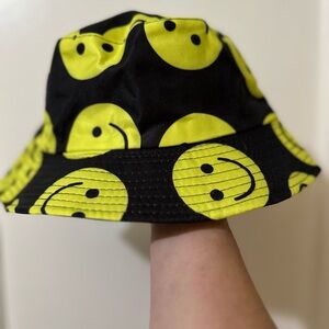 Black and Yellow Smiley Face Bucket Hat
